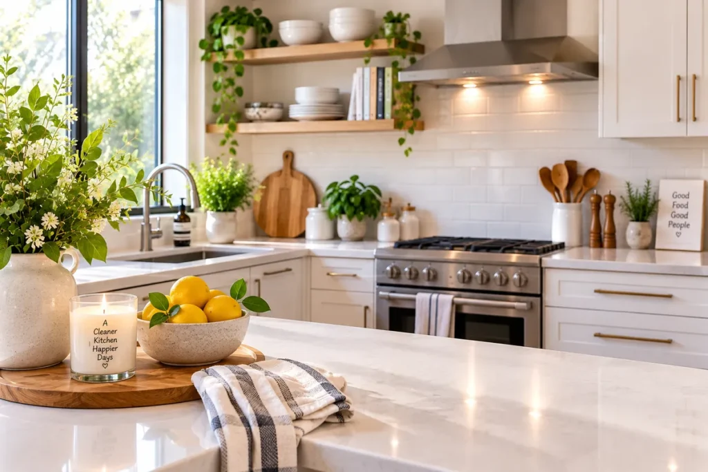 Clean and organised modern kitchen with clear benches and practical storage